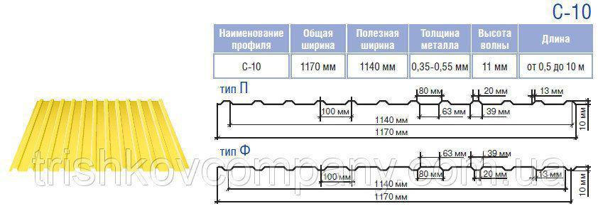Профнастил С-10 RAL 8017 (коричневый) МАТ 0,45 Китай