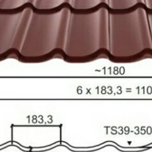 Металлочерепица 0,45 мм Италия лист однотайловый (1180 мм*50 мм).