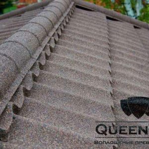 Композитная металлочерепица QueenTile Стандарт Кофе (6-ти Таловый лист)