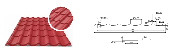 Металлочерепица "Арсенал 0.4 мм", полимерное покрытие глянец Китай