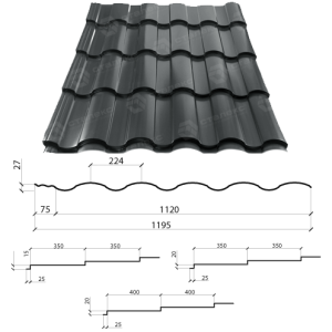 Металлочерепица VALENCIA 0,5 мм PEMA RAL 7024 ArcelorMittal