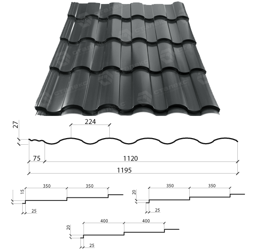 Металлочерепица VALENCIA 0,50 мм PEMA RAL 7024 Германия