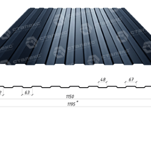 Профнастил стеновой на забор ПС 8 / 0,45 мм / RAL 9005