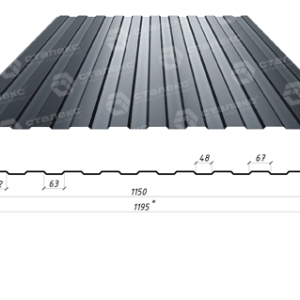 Профнастил стеновой на забор ПС 8 / 0,45 мм / RAL 7024