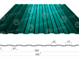 Профнастил стеновой на забор ПС 8 / 0,45 мм / RAL 6005