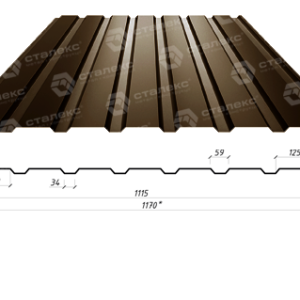 Профнастил ПС 15 А / 0,5 мм / RAL 8017 Коричневый / Matt / Arcelor Mittal