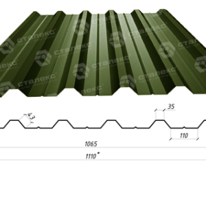 Профнастил НС-35 0,5 мм RAL 6020 ARVEDI Италия