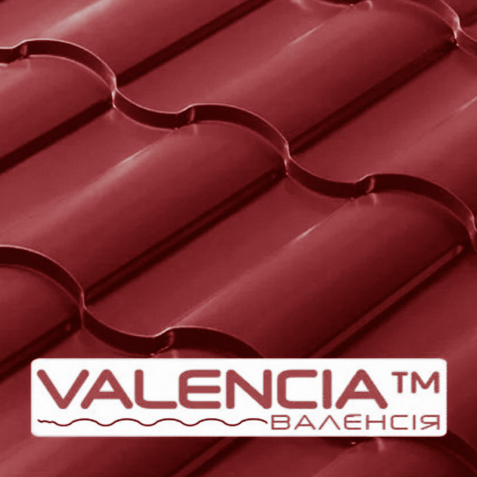 Металлочерепица VALENCIA ™ | 0,45 мм | PE | RAL 3005 | Optima Steel |