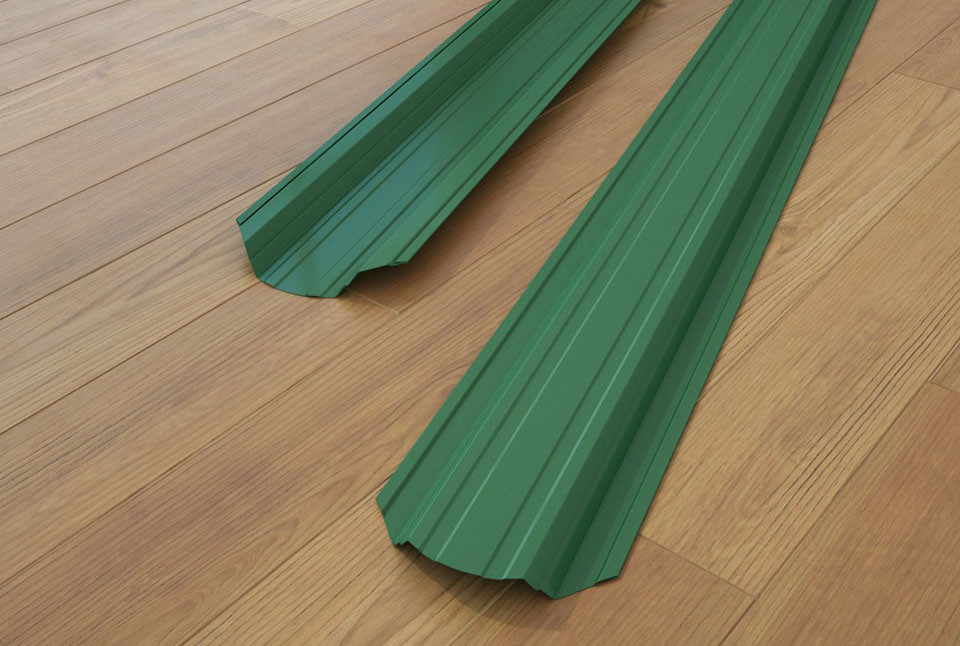 Забор штакетник трапециевидный металлический зелёный двухсторонний глянец - Матт.