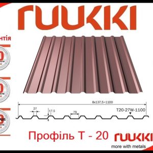 Профнастил T 20-27-1100 / 0,5 мм / Ruukki / ROUGHMATT