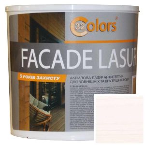 Краска-лазурь для дерева фасадная бытовая 32 COLOR 0,8л Белый