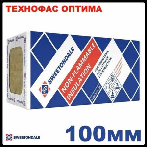Технофас Оптима | 100 мм | ( 2.88 м2/упк ) Базальтовый Утеплитель Sweetondale | Технониколь