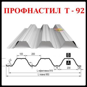 Профнастил Т - 92 Несущий Оцинкованный 1 мм Завод "BLACHY PRUSZYNSKI"