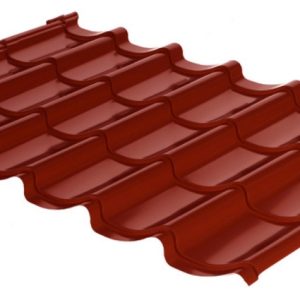 Металлочерепица Мегасити - Rauni мини RAL 3011 (красная) PE глянец 0,45 мм.Южная Корея.