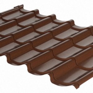 Металлочерепица RAL 8017 (коричневая) Корея MAT 0,45 мм , Рауни Mini , Мегасити