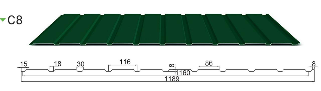 Профнастил С-8 0,35 Алмет RAL