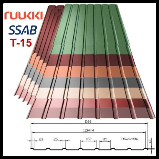 Ruukki T15 Профнастил / 0,5 мм / Rough Matt / RR 29