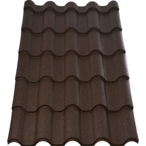 Металлочерепица Интегра 0,45 мм RAL 8019 темно коричневый