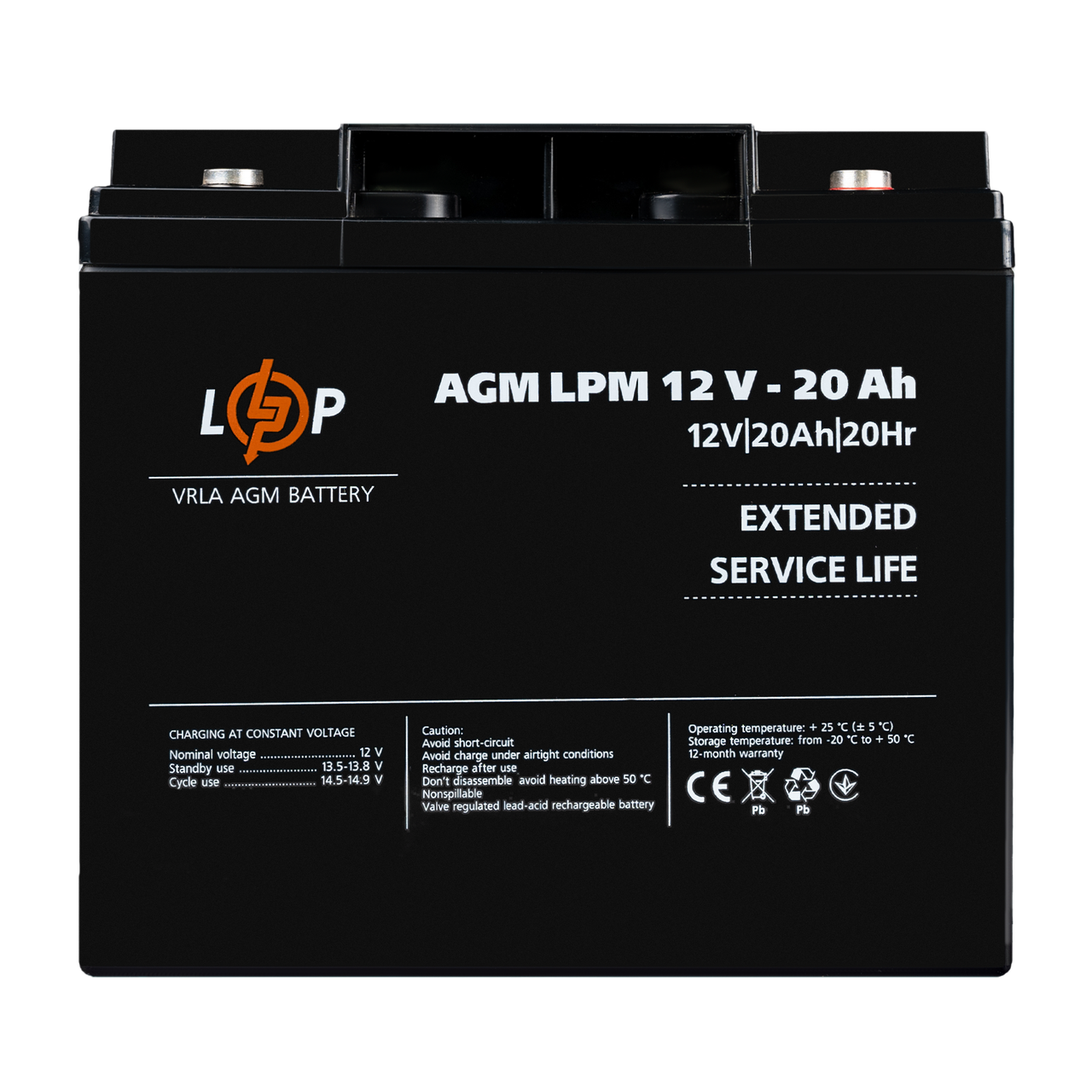 Акумулятор AGM LPM 12V-20 Ah під болт М5
