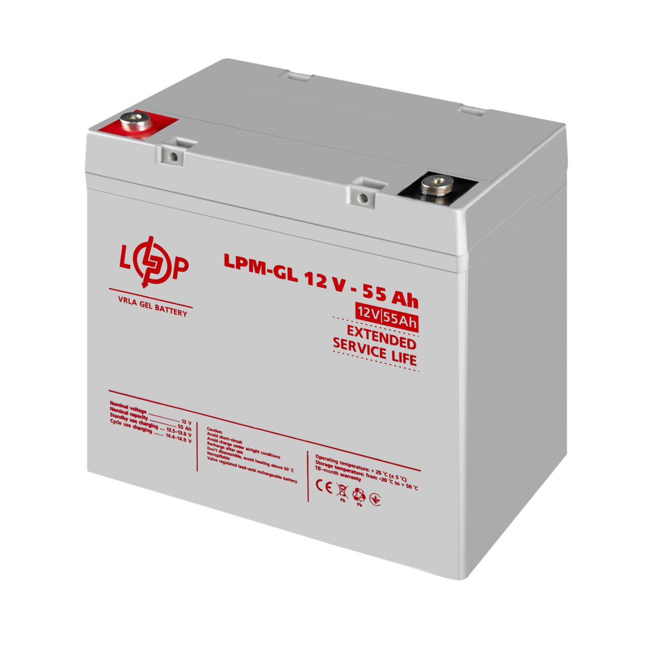 Аккумулятор гелевий LPM-GL 12V - 55 Ah — изображение 4